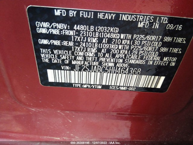 JF2SJABC5HH464368 Subaru Forester 2.5i