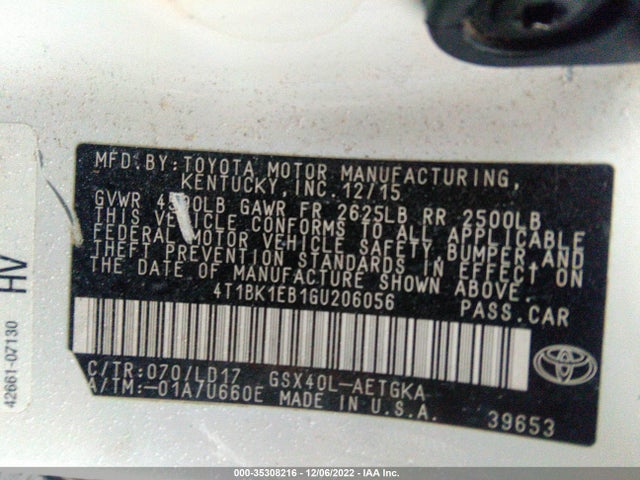 2016 Toyota Avalon, VIN: 4T1BK1EB1GU206056