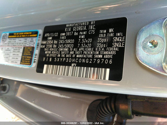 2022 Kia Telluride, VIN: 5XYP3DHC0NG279706