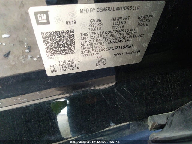 2020 Chevrolet Tahoe, VIN: 1GNSCBKC2LR110820