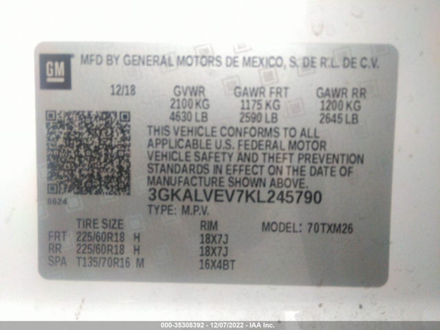 2019 GMC Terrain, VIN: 3GKALVEV7KL245790