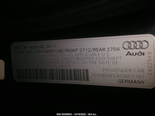 WAUBGAFCXCN017761 Audi A6 3.0t Premium Plus