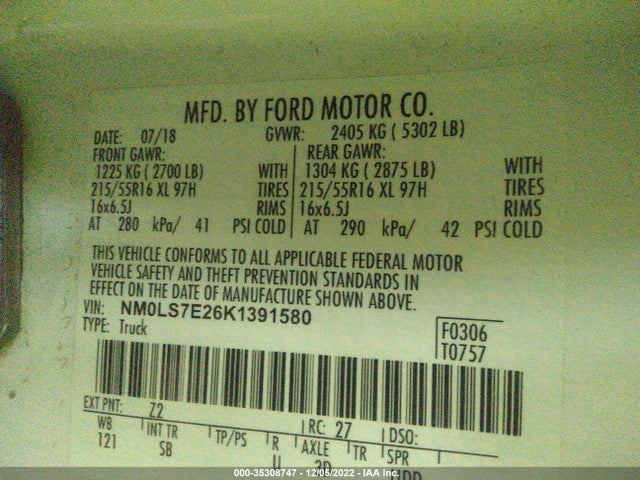 2019 Ford Transit Connect, VIN: NM0LS7E26K1391580