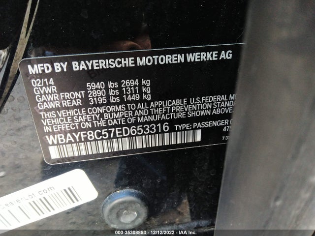2014 BMW 7 Series, VIN: WBAYF8C57ED653316