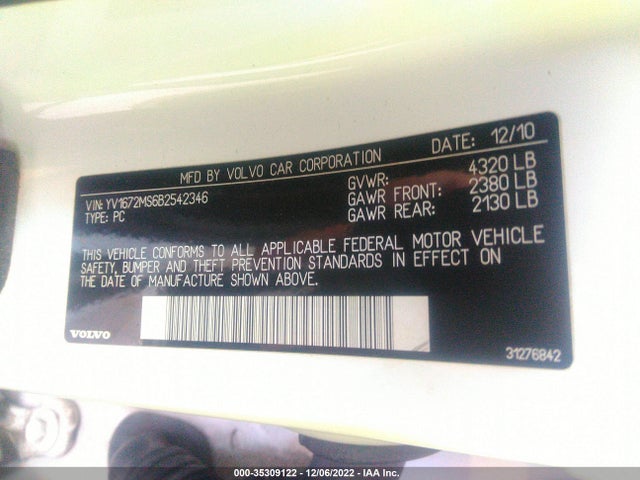 YV1672MS6B2542346 Volvo S40