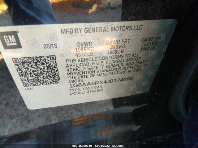1G6AA5RX4J0174088 Cadillac Ats Sedan Rwd