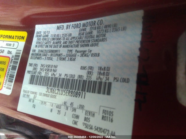 Lincoln MKZ 2014 3LN6L2LU5ER808911 Image 10