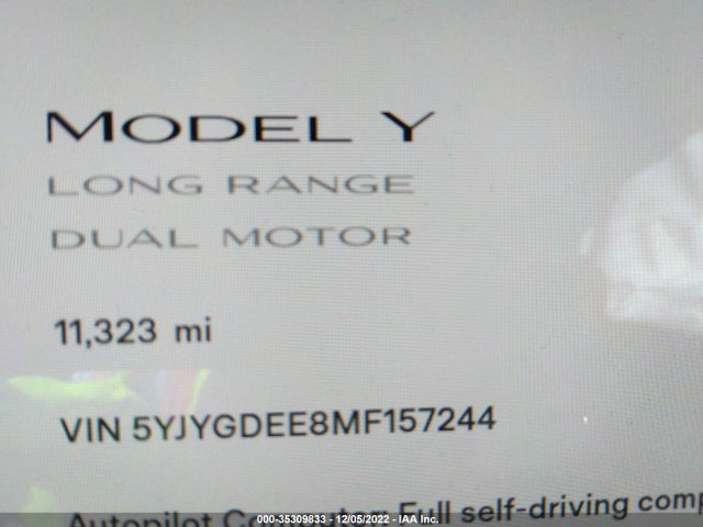 Tesla Model Y Long Range 2021 5YJYGDEE8MF157244 Image 7