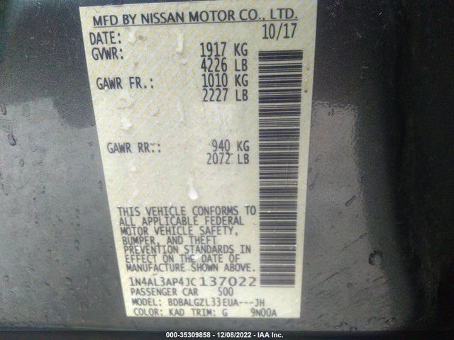 Nissan Altima 2.5 S 2018 1N4AL3AP4JC137022 Image 9