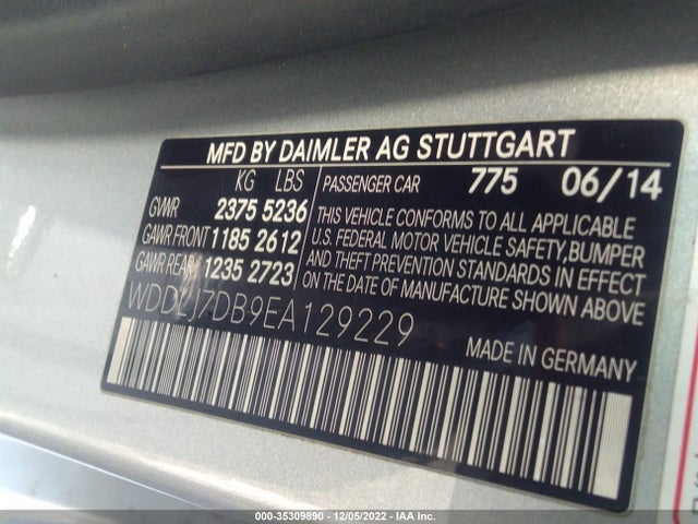 2014 Mercedes-Benz CLS-Class, VIN: WDDLJ7DB9EA129229