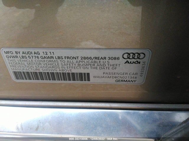 Audi A8 2012 WAUAVAFD8CN021348 Image 11
