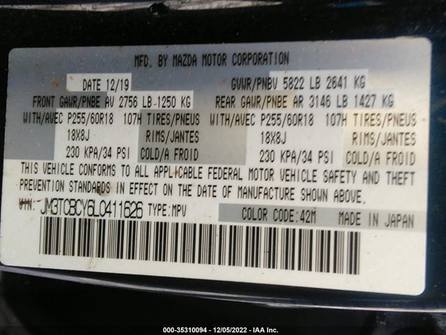 2020 Mazda CX-9, VIN: JM3TCBCY6L0411626