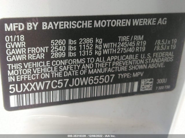 2018 BMW X4, VIN: 5UXXW7C57J0W65507