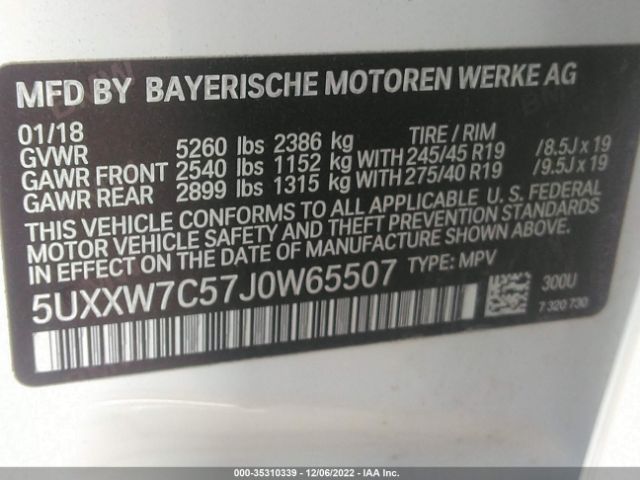5UXXW7C57J0W65507 BMW X4 M40i