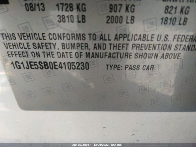 Chevrolet SONIC LTZ 2014 1G1JE5SB0E4105230 Image 9