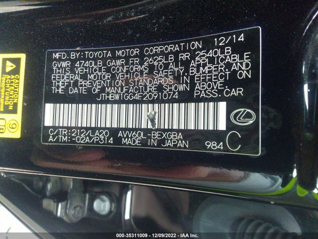 2015 Lexus ES, VIN: JTHBW1GG4F2091074