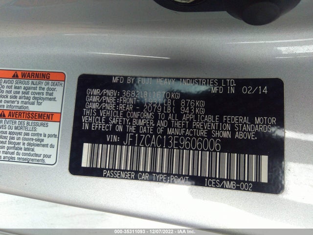 2014 Subaru BRZ, VIN: JF1ZCAC13E9606006