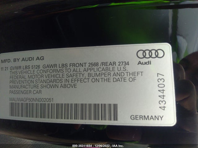 2022 Audi A5, VIN: WAUWAGF50NN002051