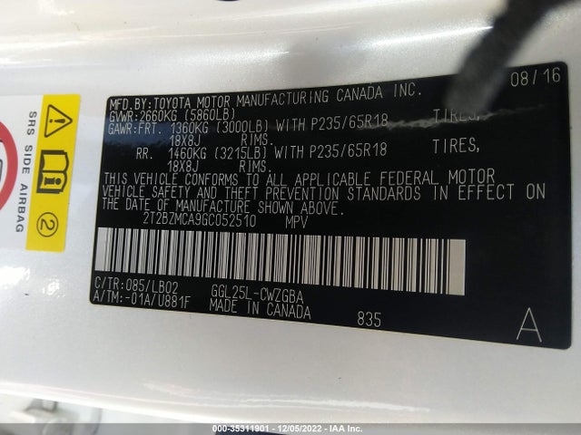Lexus RX 350 2016 2T2BZMCA9GC052510 Image 10