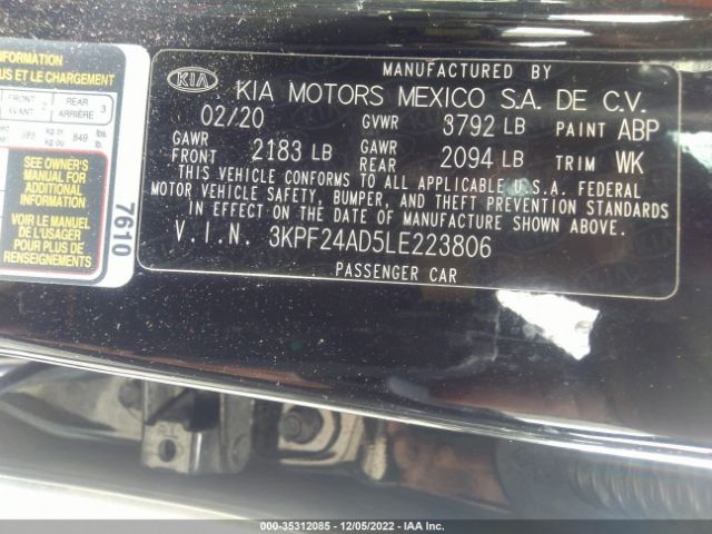 3KPF24AD5LE223806 KIA Forte Lxs