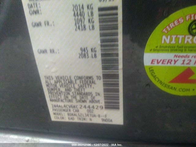 1N4AL4CV6KC244429 Nissan Altima 2.0 Sr
