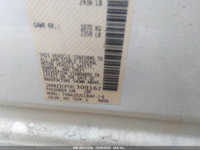2019 Nissan Leaf, VIN: 1N4BZ1CP7KC309162