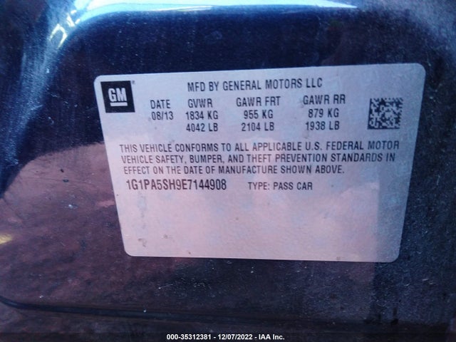 Chevrolet CRUZE LS 2014 1G1PA5SH9E7144908 Image 10