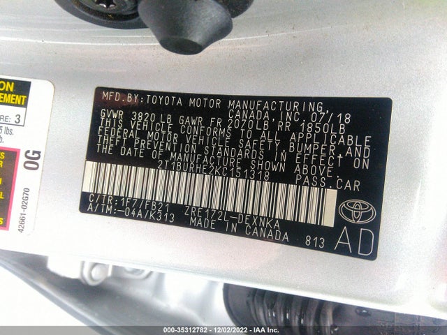 Toyota Corolla 2019 2T1BURHE2KC151318 Image 11