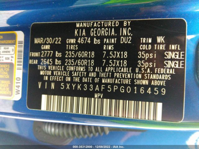5XYK33AF5PG016459 KIA Sportage Ex