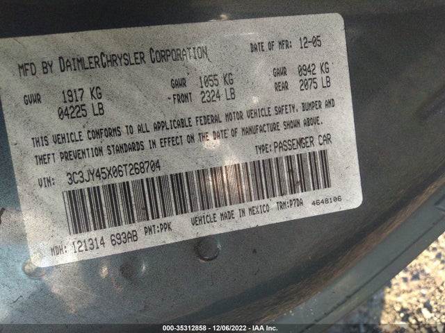 Chrysler Pt Cruiser 2006 3C3JY45X06T268704 Image 10