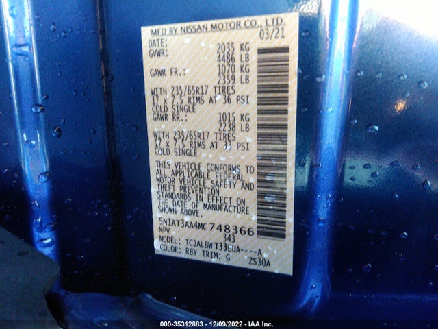 2021 Nissan Rogue, VIN: 5N1AT3AA4MC748366