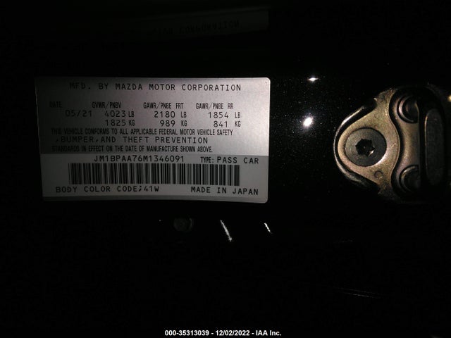 2021 Mazda 3, VIN: JM1BPAA76M1346091