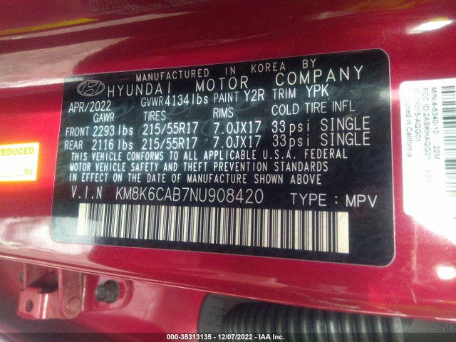 Hyundai Kona Sel 2022 KM8K6CAB7NU908420 Image 9