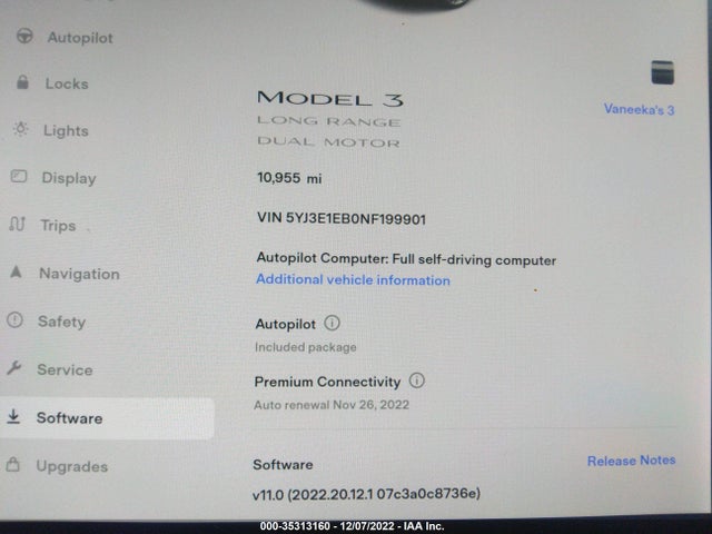 Tesla Model 3 Long Range 2022 5YJ3E1EB0NF199901 Image 8