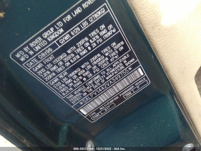 Land Rover Range Rover 1997 SALPV1442VA349755 Image 9