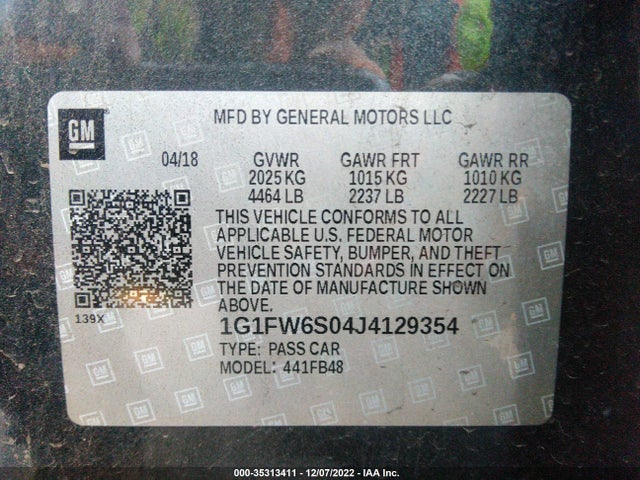 2018 Chevrolet Bolt EV, VIN: 1G1FW6S04J4129354
