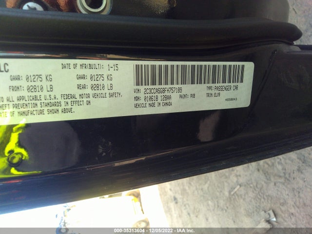 2015 CHRYSLER 300 300C PLATINUM VIN: 2C3CCASG8FH757189