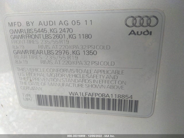 WA1LFAFP0BA118854 Audi Q5 2.0t Premium Plus