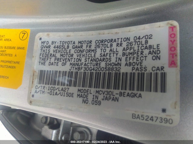 JTHBF30G420058832 Lexus ES 300