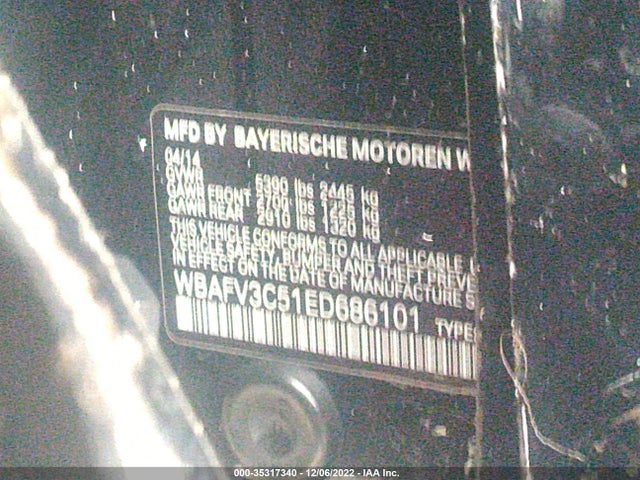BMW 5 Series 535d Xdrive 2014 WBAFV3C51ED686101 Image 9