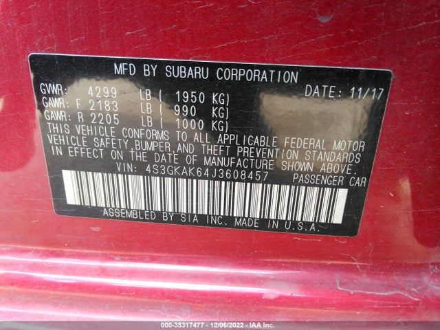 Subaru Impreza Sport 2018 4S3GKAK64J3608457 Image 10
