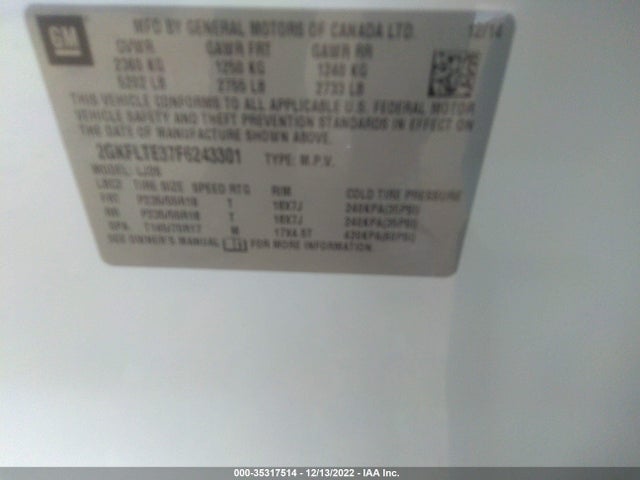 2015 GMC Terrain, VIN: 2GKFLTE37F6243301