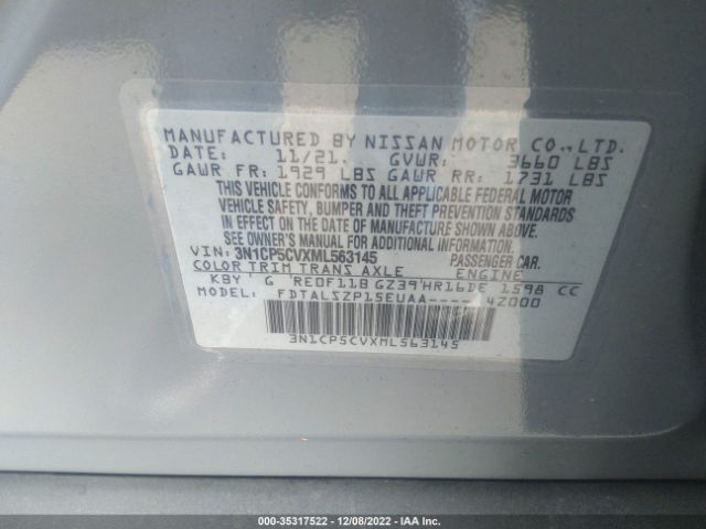 3N1CP5CVXML563145 Nissan KICKS SV