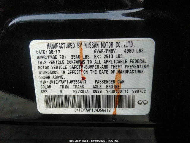 2018 Infiniti Q50, VIN: JN1EV7AP1JM356417
