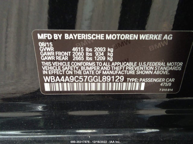 2016 BMW 4 Series, VIN: WBA4A9C57GGL89129
