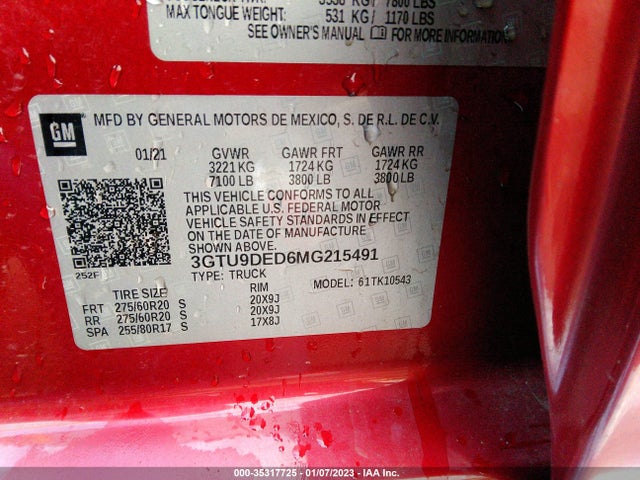 GMC Sierra 1500 Slt 2021 3GTU9DED6MG215491 Image 9