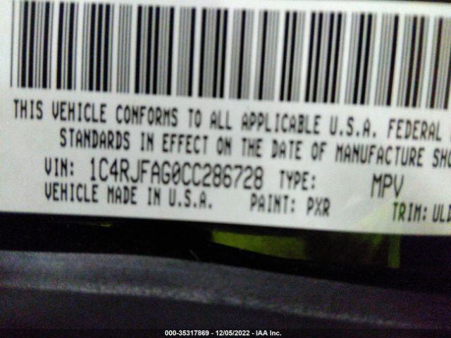 1C4RJFAG0CC286728 Jeep Grand Cherokee Laredo