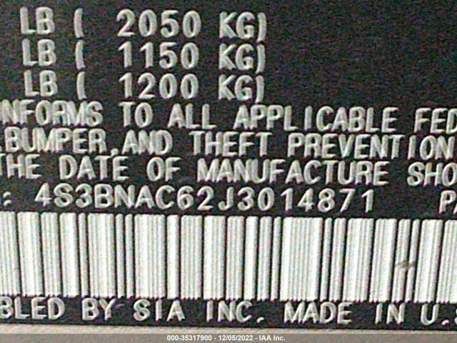 Subaru Legacy 2018 4S3BNAC62J3014871 Image 9