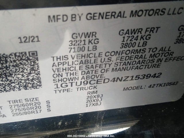 GMC Sierra 1500 Limited Elevation 2022 1GTU9CED4NZ153942 Image 13