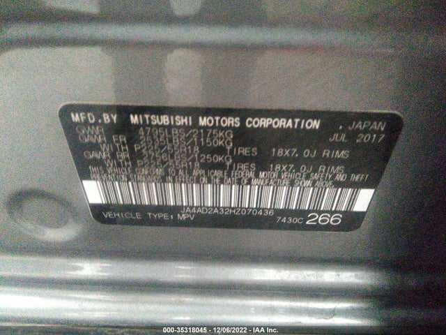 JA4AD2A32HZ070436 Mitsubishi Outlander Es